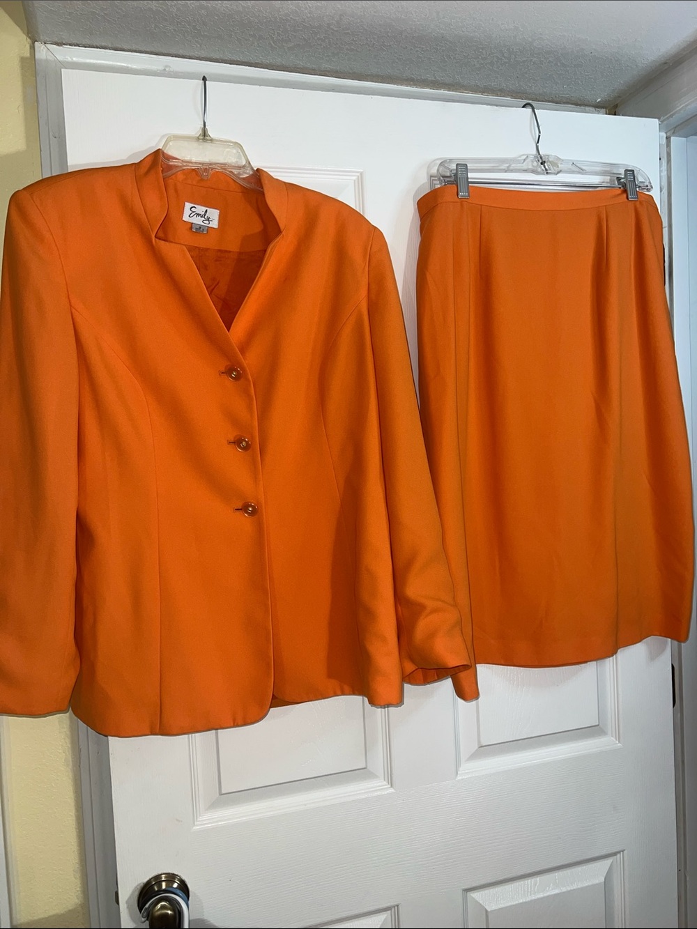 Emilie Orange Two-Piece Skirt Set - Vibrant Orange Women's Suit